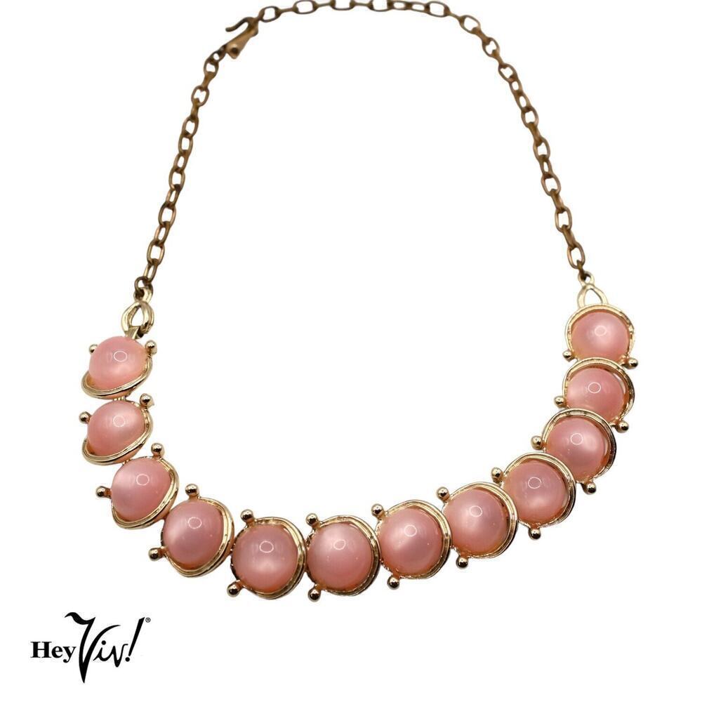 Vintage 1950s Necklace Luminous Pink Thermoplastic Choker 16" Long - Hey Viv